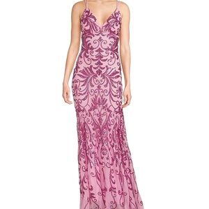 Elegant Pink Embellished Evening Gown